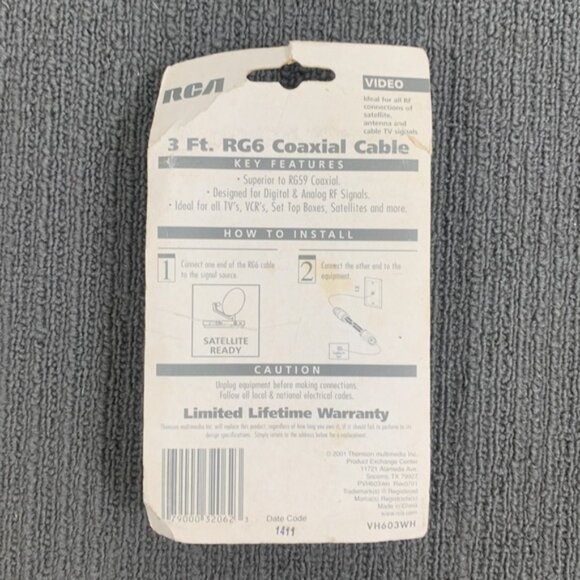 Lot of 2 RCA 3 Ft. RG6 Coaxial Cable Video for Digital & Analog Signals VH603WH - Picture 4 of 12
